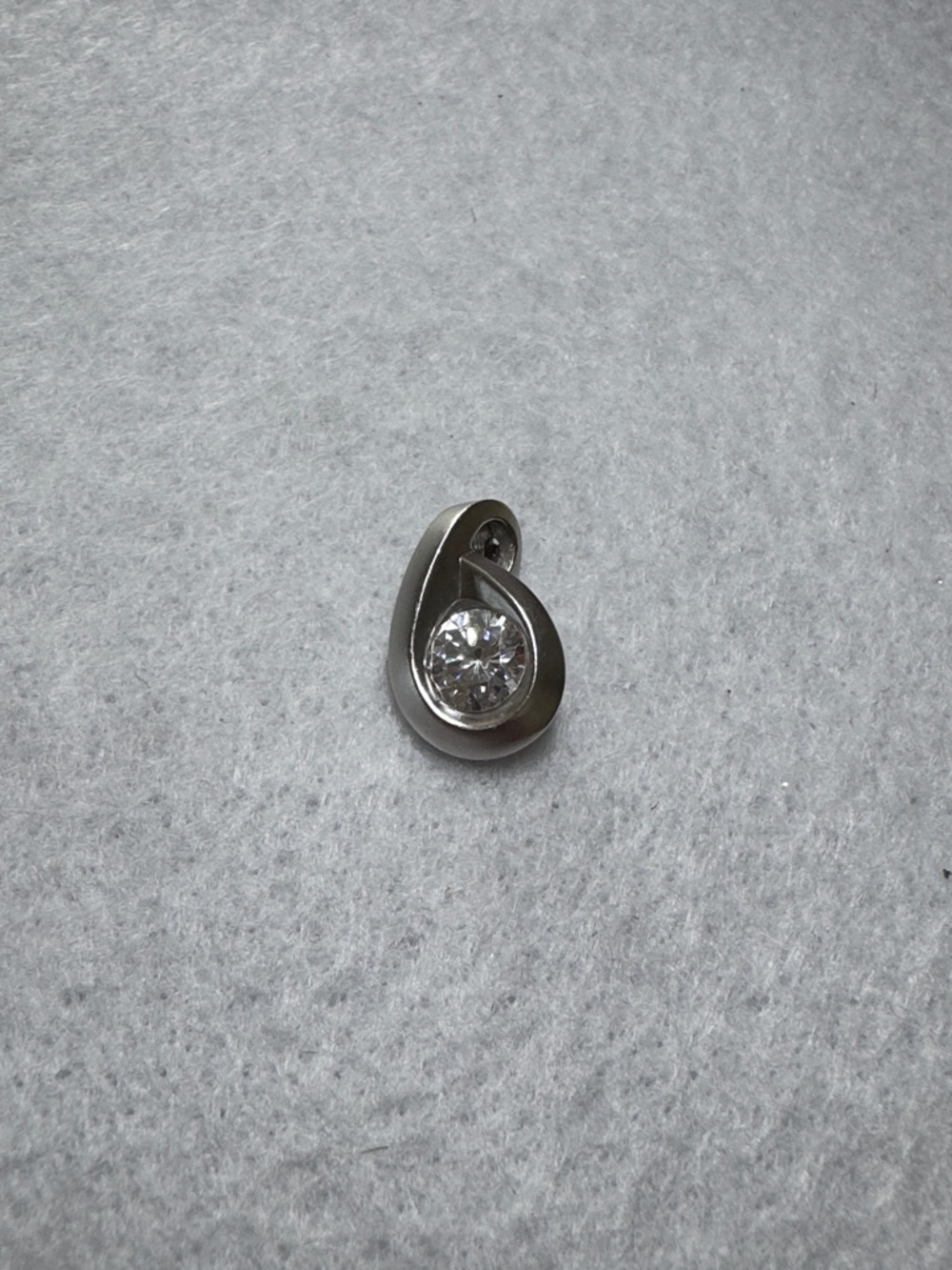 14K White Gold Teardrop Pendant with Cubic Zirconia